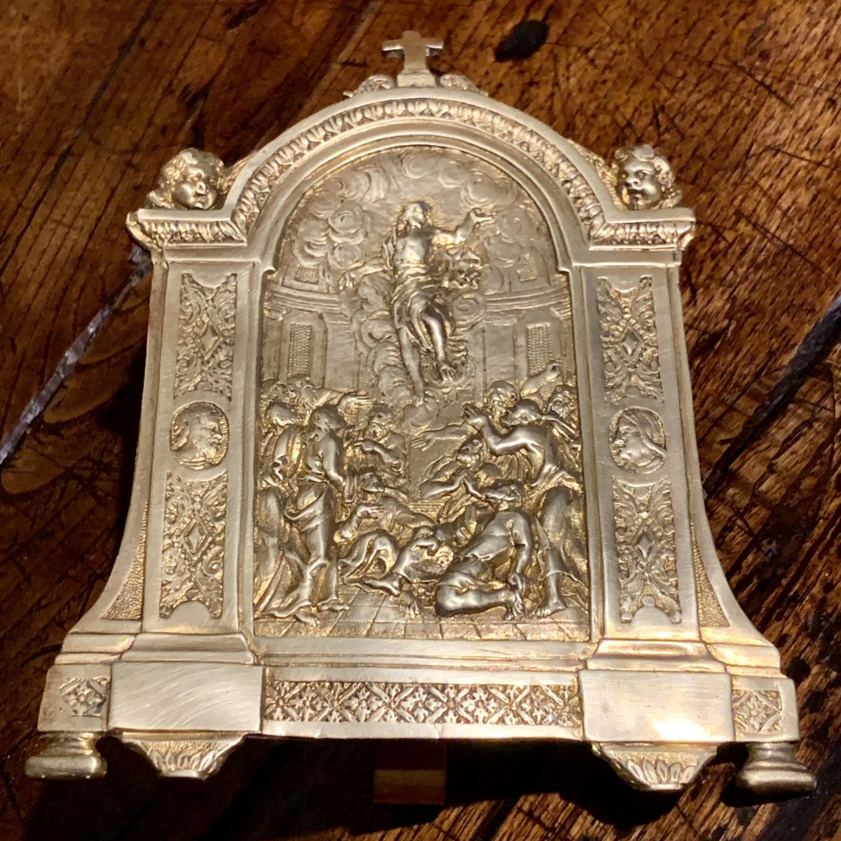 Late XVIth Cty, Italian ?, Christ Assumption Gilt Travel Icon