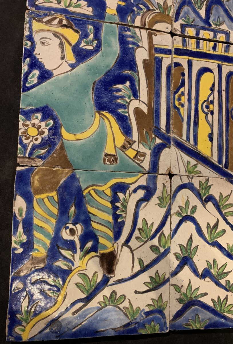 Set Of 6 Persian Tiles, Young Prince With Sword-photo-7