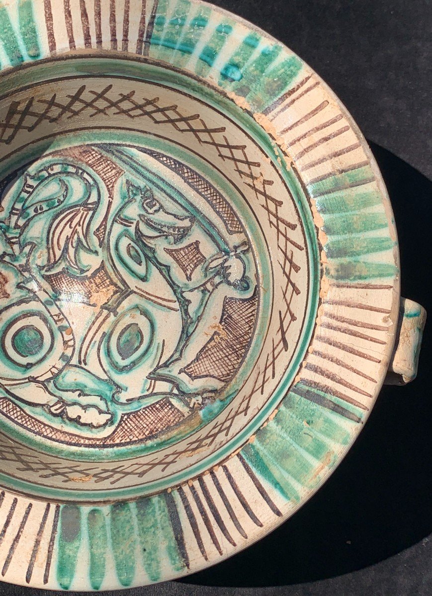 Large Plate Dragon With Sword, Lazio Italy 15th Cty-photo-2