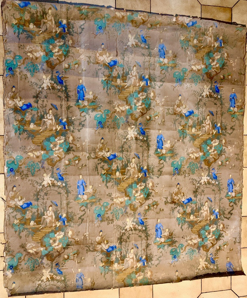 XVIIIe rare lé papier peint Chinois JB Pillement ép Louis XV-photo-2