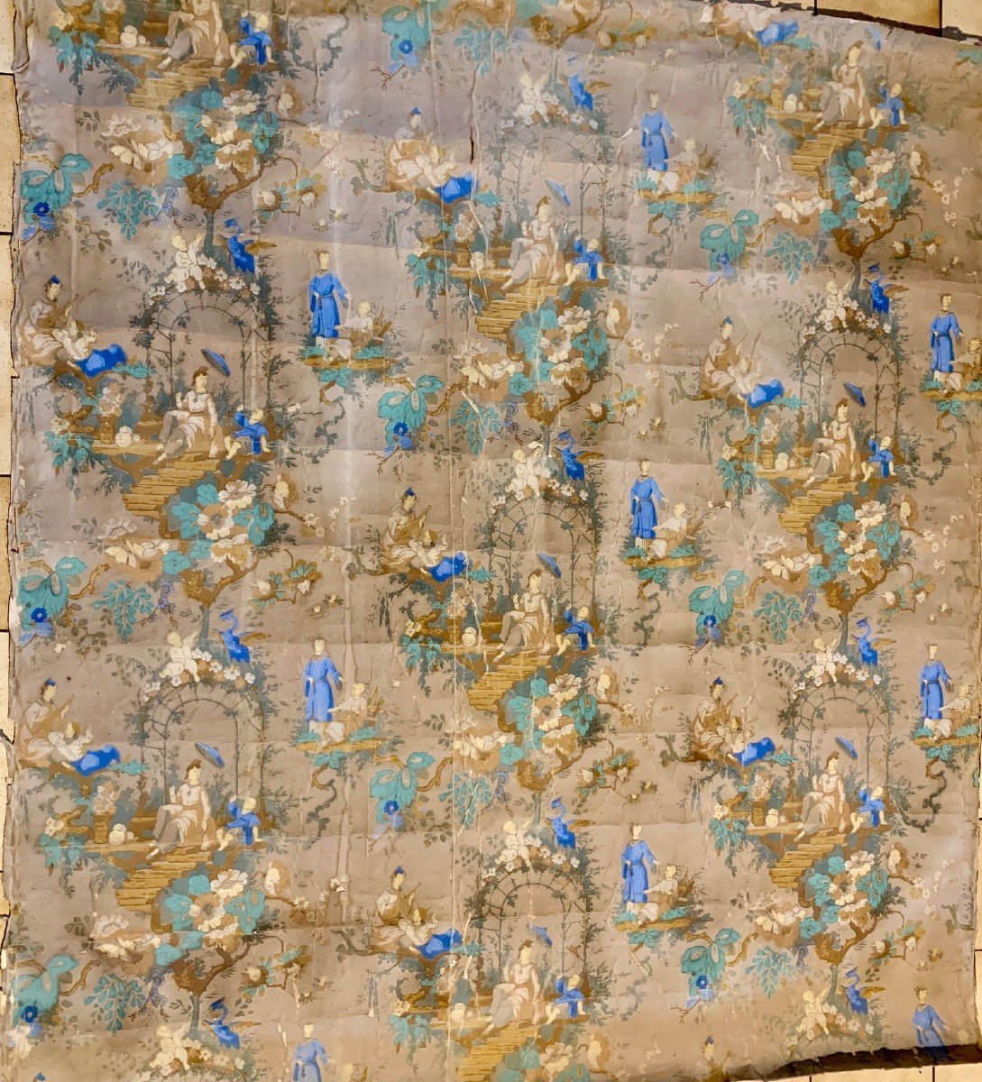 XVIIIe rare lé papier peint Chinois JB Pillement ép Louis XV-photo-2