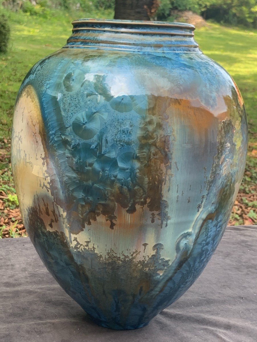 Very Large Ceramic Vase With Crystalizations Mathieu Lievois-photo-3