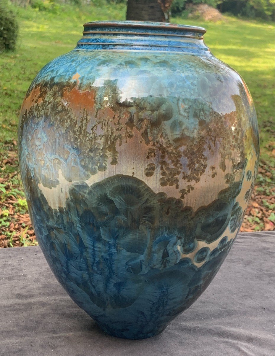 Very Large Ceramic Vase With Crystalizations Mathieu Lievois-photo-2