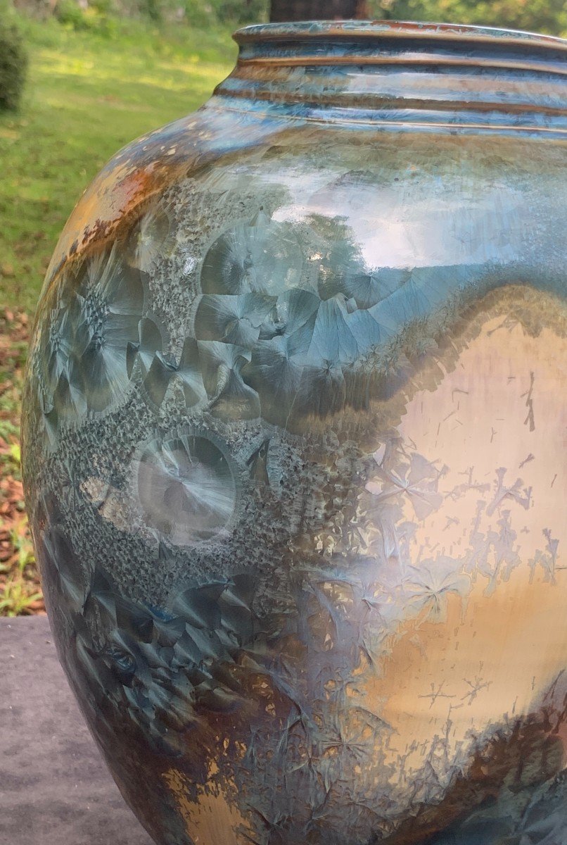 Very Large Ceramic Vase With Crystalizations Mathieu Lievois-photo-4