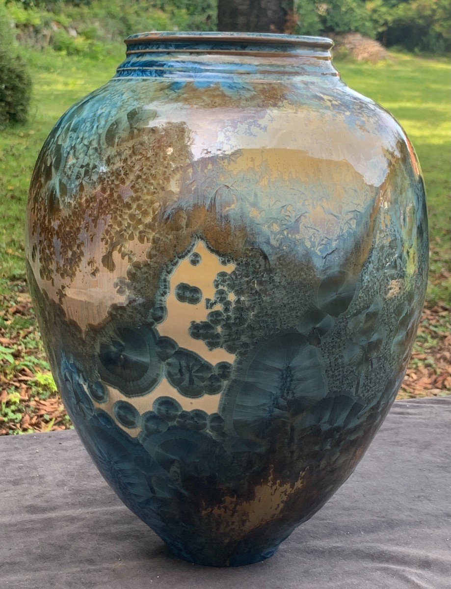 Very Large Ceramic Vase With Crystalizations Mathieu Lievois