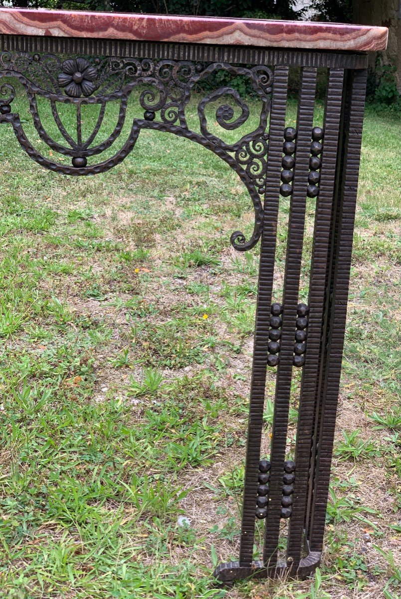 Art Deco  Wrought Iron Wall Console Attributed To Edgar Brandt-photo-2