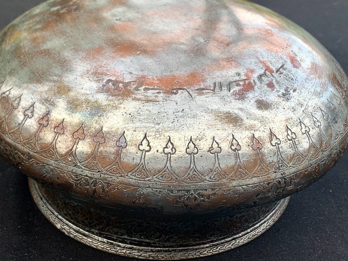 Islamic Safavide Tinned Copper Basin, Iran Late XVIIth Cty-photo-5