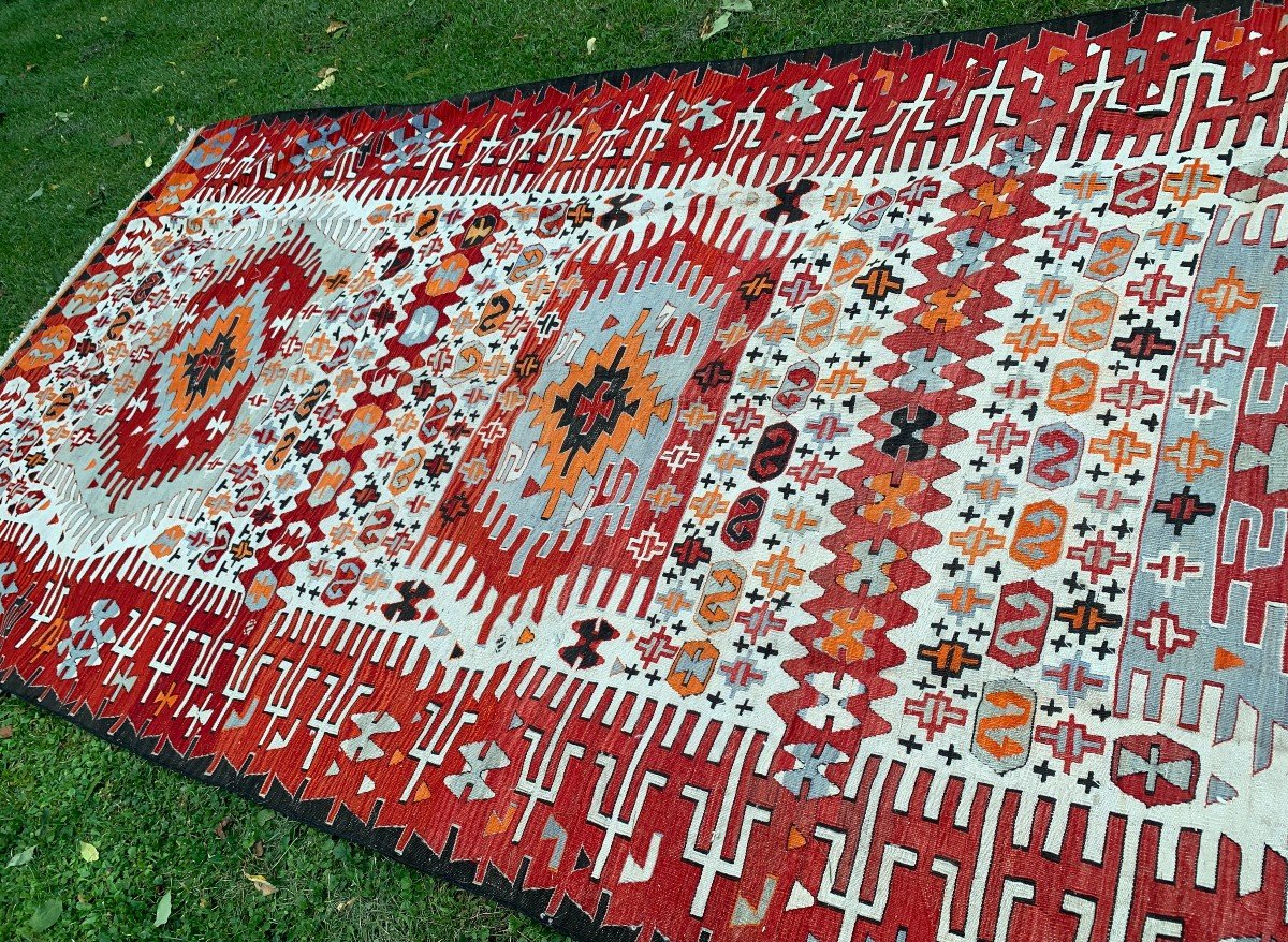 Rare Workshop Kilim From Anatolye, Late XIXth 415 * 185cm-photo-4