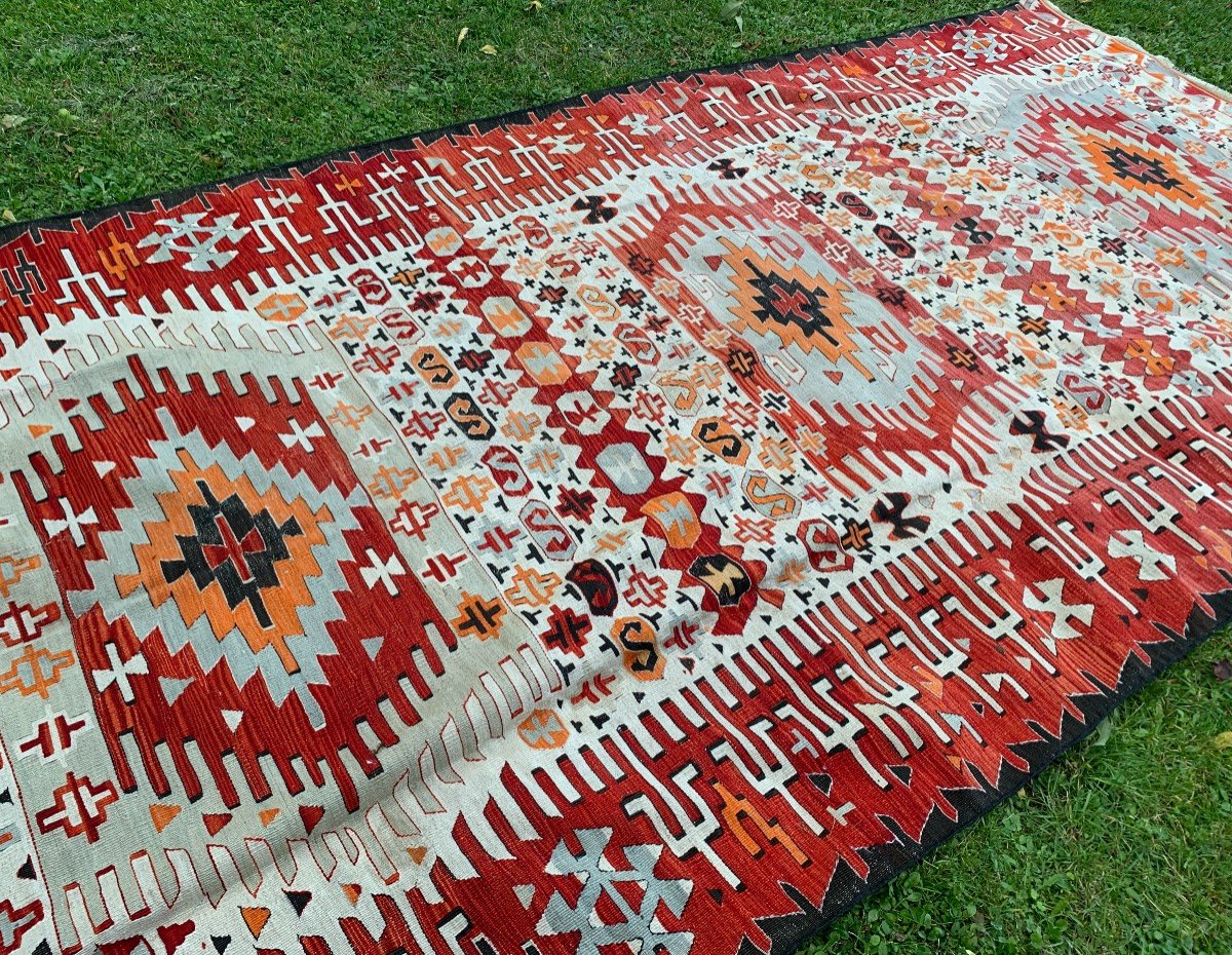 Rare Workshop Kilim From Anatolye, Late XIXth 415 * 185cm-photo-2