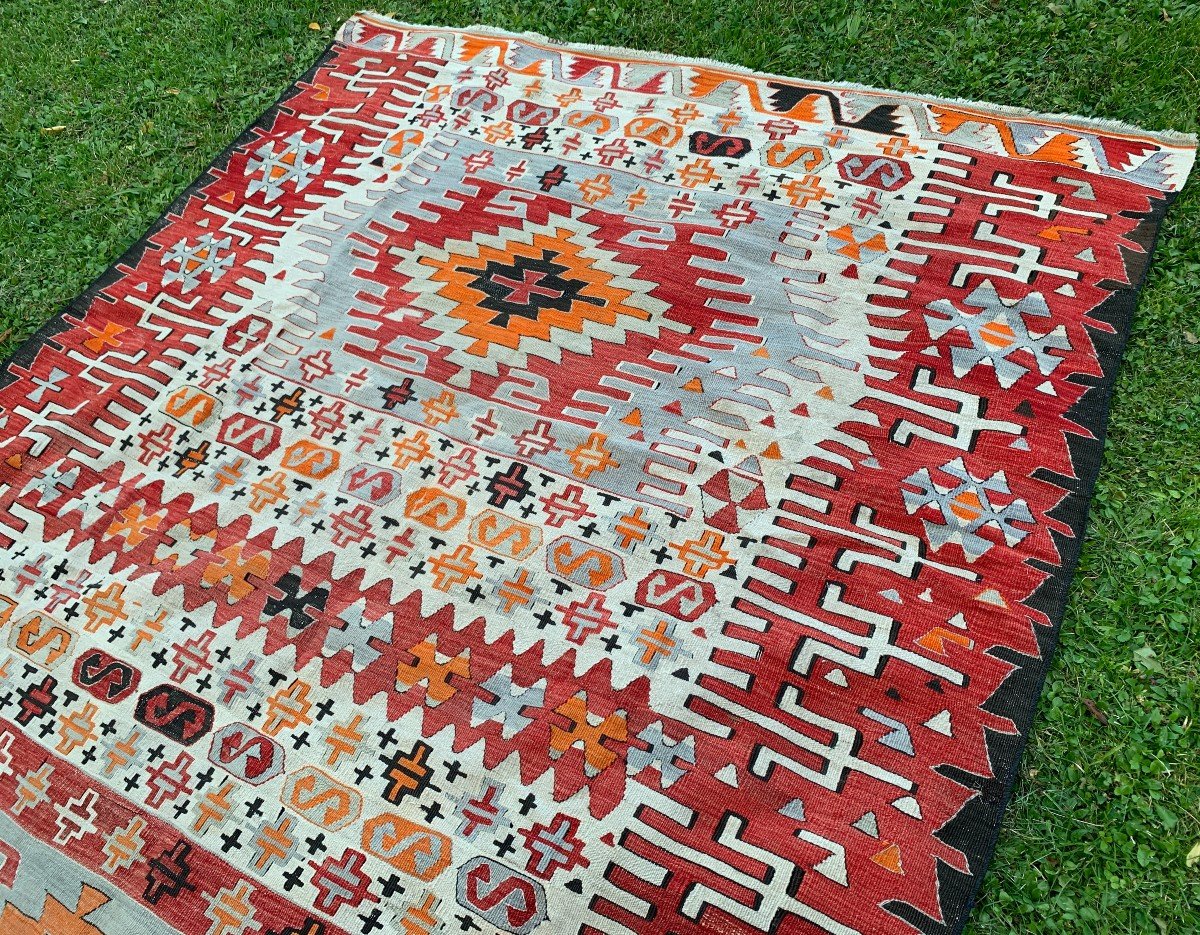 Rare Workshop Kilim From Anatolye, Late XIXth 415 * 185cm-photo-3