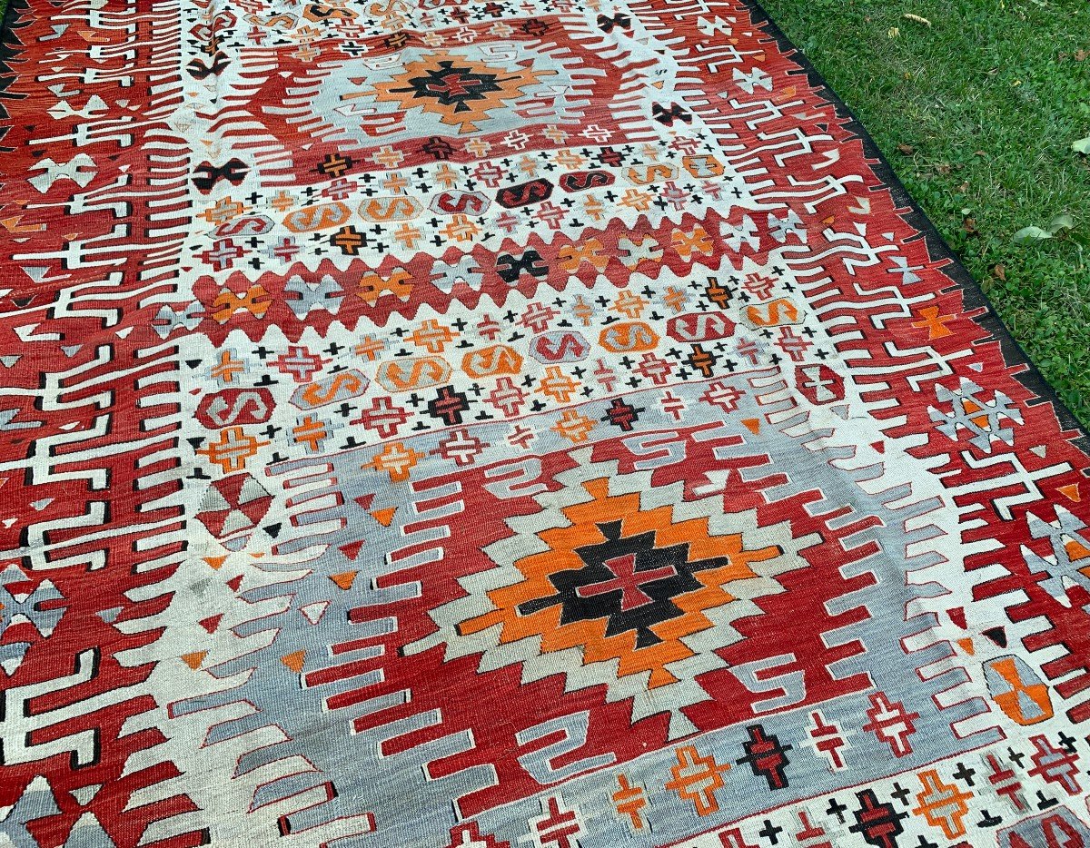 Rare Workshop Kilim From Anatolye, Late XIXth 415 * 185cm-photo-6