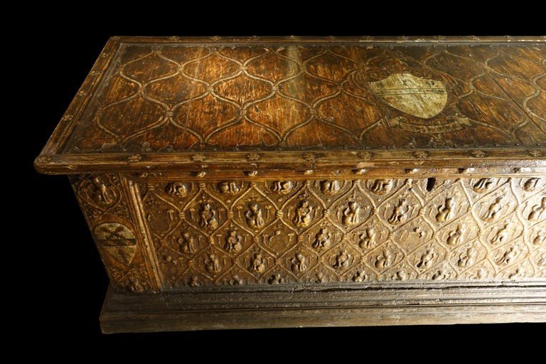 Stunning Large Cassone A Pastiglia, Tuscany Circa 1460-photo-2