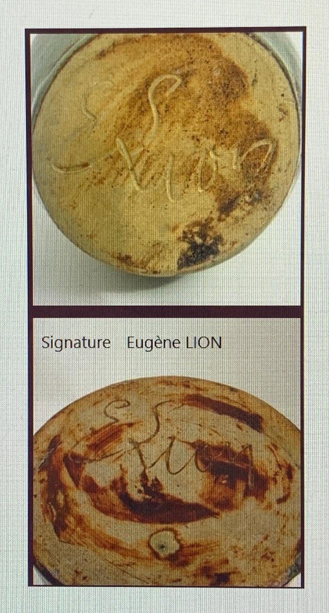 Eugène Lion Sandstone With Drips Vase, Signed-photo-7