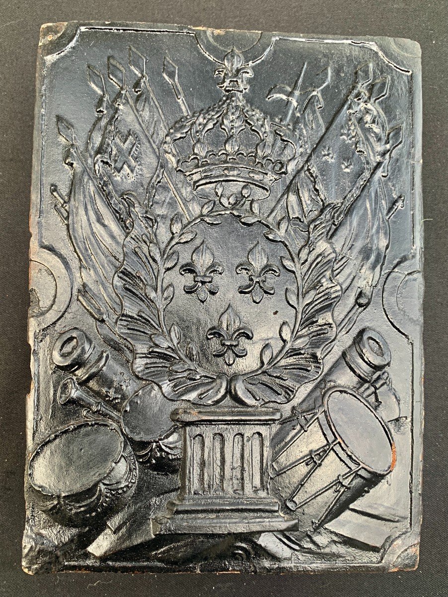 Mid-18th Cty Fireplace Tile Decorated With Flags