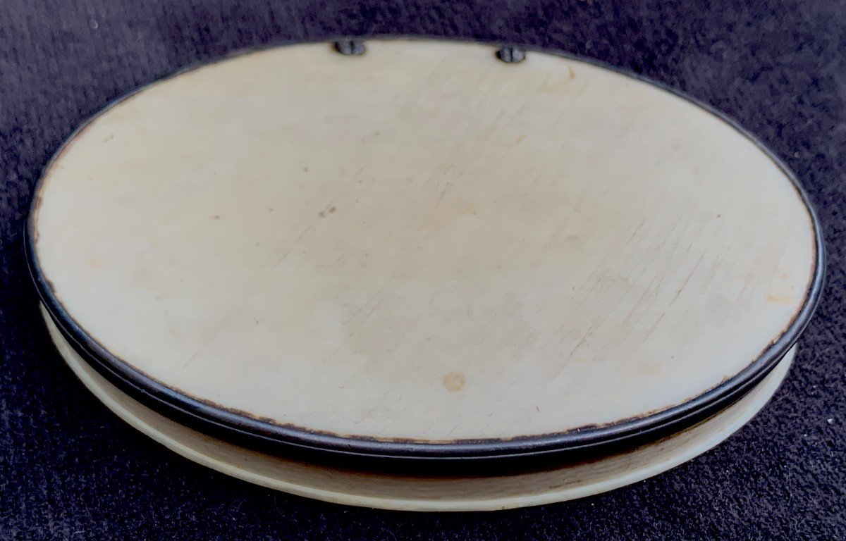 XVIIIe s pte boîte ovale plate ivoire & monture en argent-photo-1