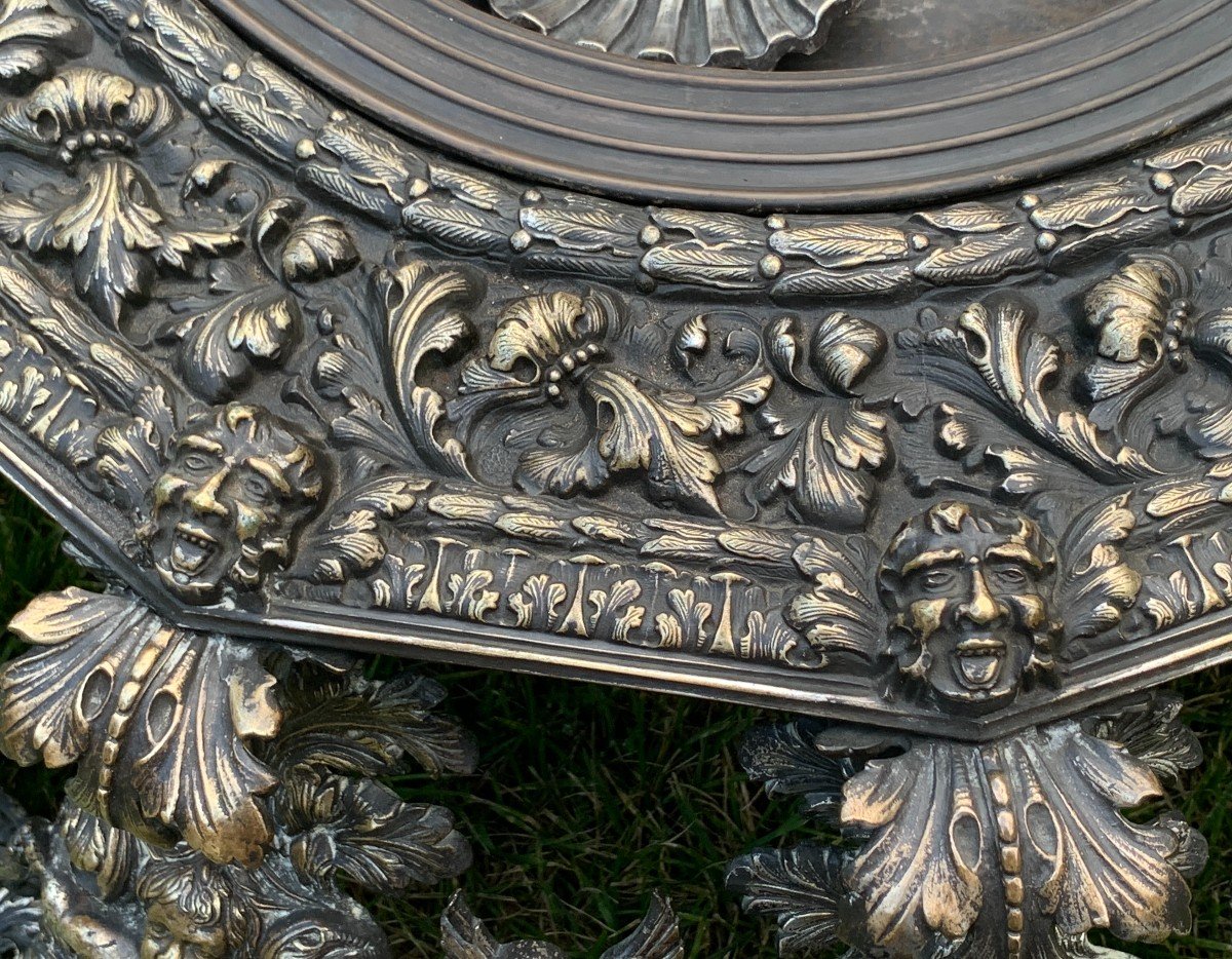 Louis XIV exceptionnel braséro bronze argenté, travail colonial Espagnol-photo-4
