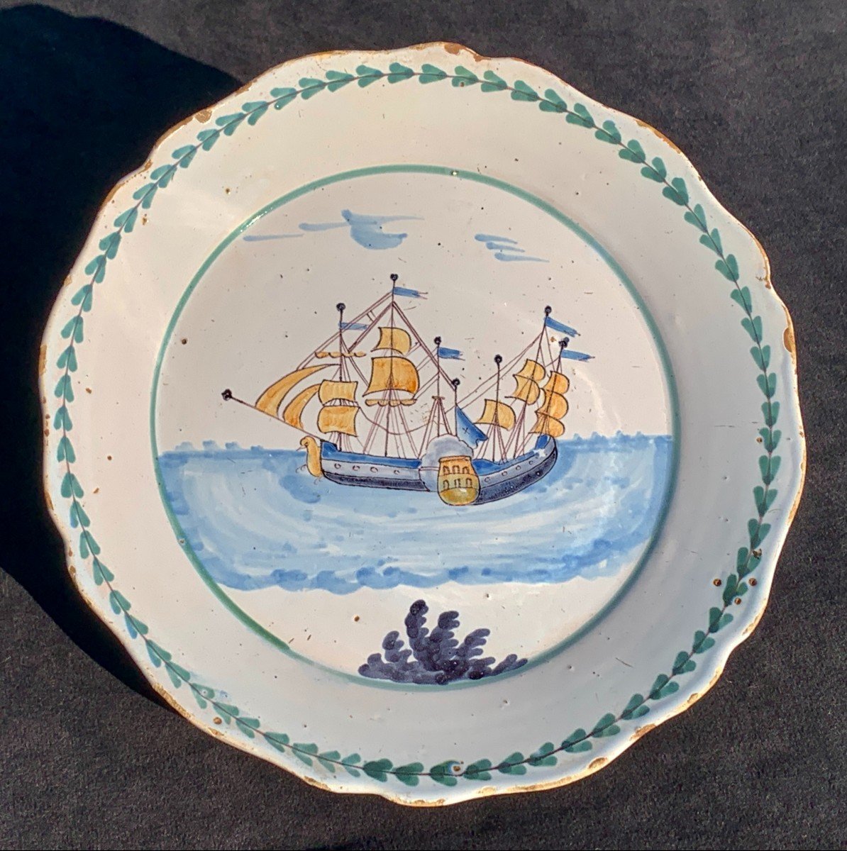 Assiette Nevers révolutionnaire XVIIIe bataill navale Le Vengeur-photo-2