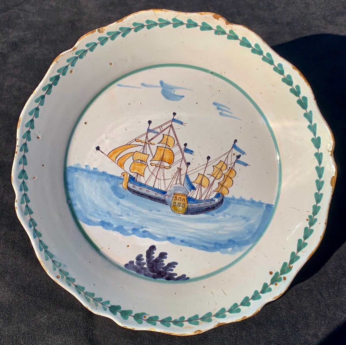 Assiette Nevers révolutionnaire XVIIIe bataill navale Le Vengeur-photo-3