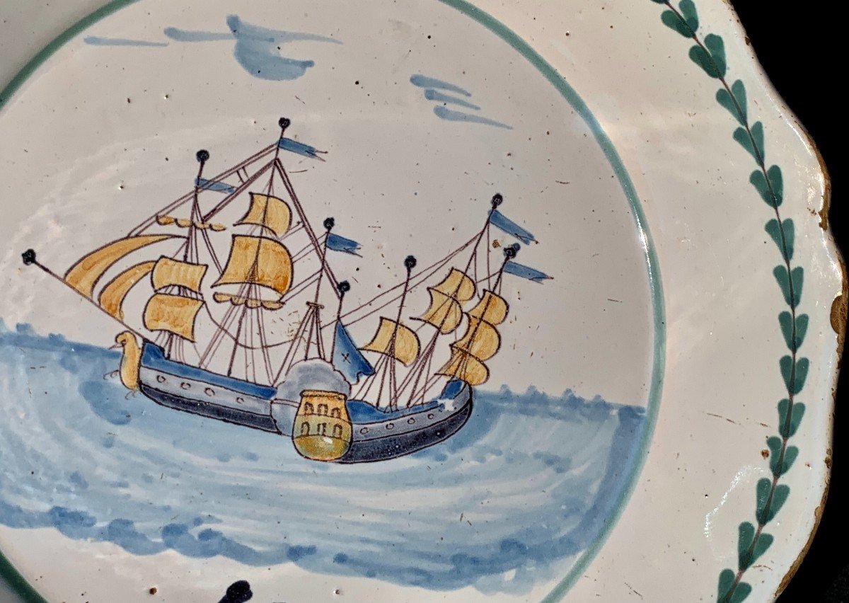 Assiette Nevers révolutionnaire XVIIIe bataill navale Le Vengeur-photo-4