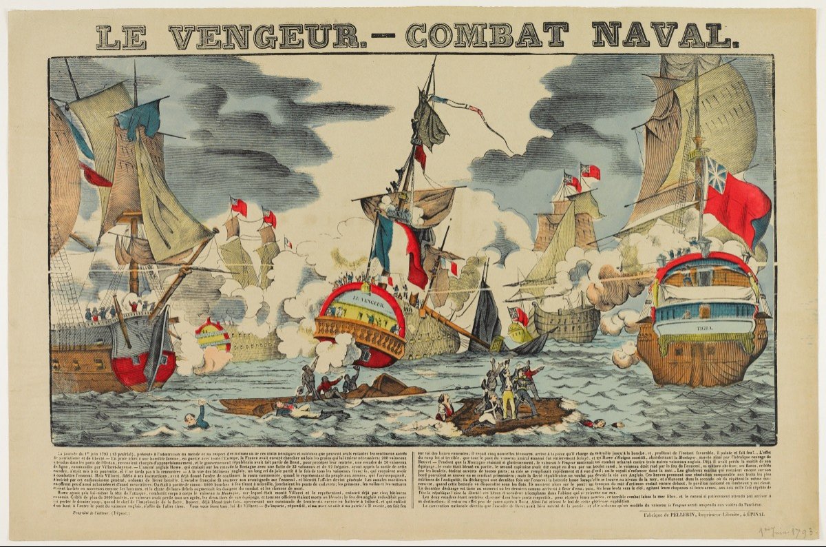 Assiette Nevers révolutionnaire XVIIIe bataill navale Le Vengeur-photo-7