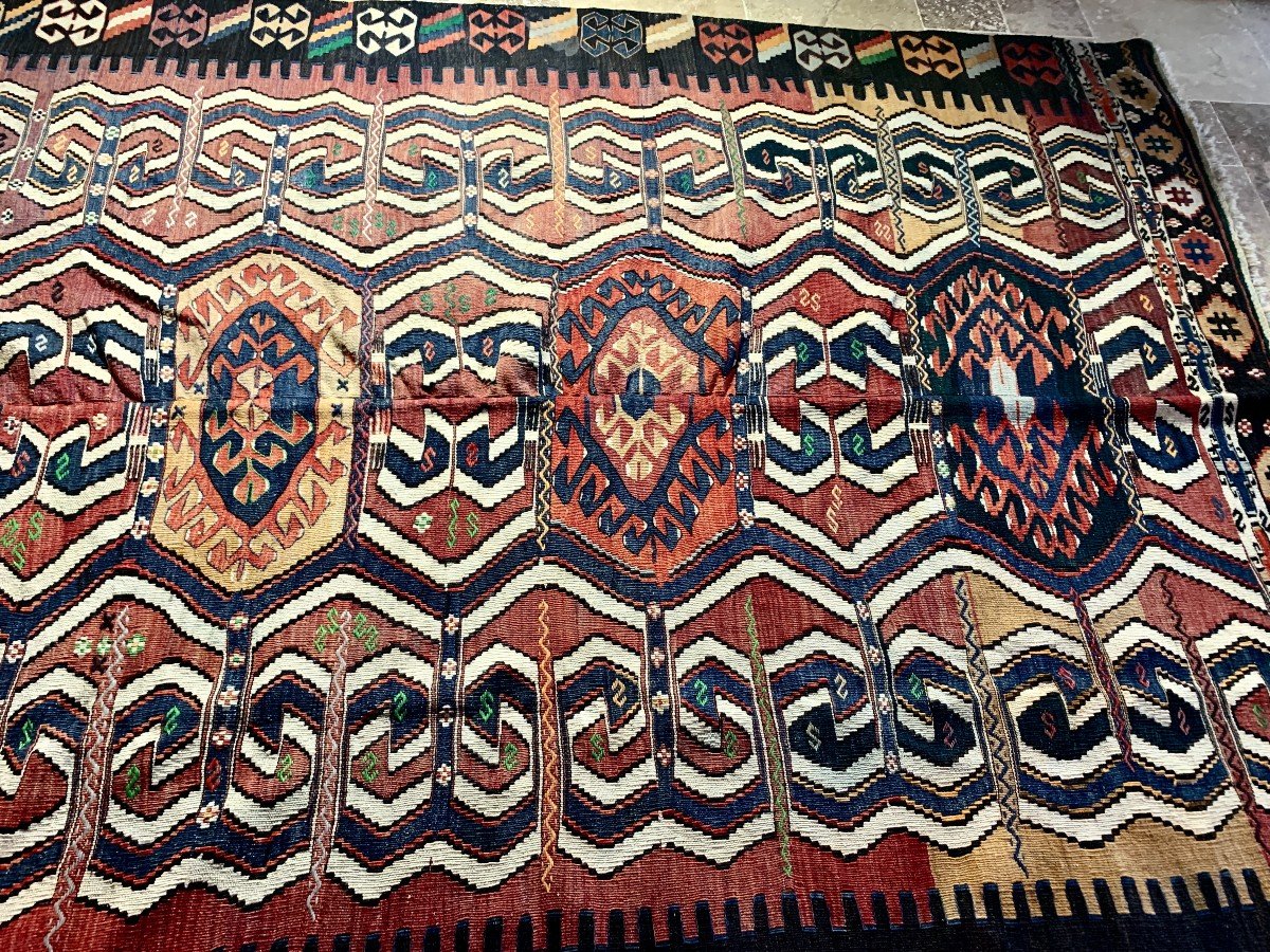 Rare kilim mariage KONYA HOTAMIS, Anatolie, vers 1880, 290*200cm-photo-8