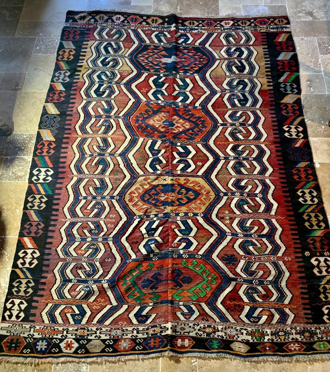 Rare kilim mariage KONYA HOTAMIS, Anatolie, vers 1880, 290*200cm