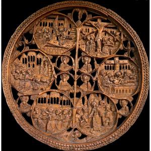 Museum, Circa 1550, Miniature Boxwood Carved & Openwork Pendant, Mont Athos In Greece