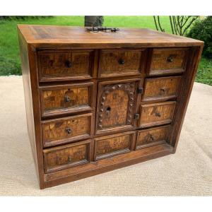 Small Marquetry Cabinet (germany) From Nurnberg,  Early 17th Cty