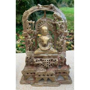 Pt autel vôtif en bronze THIRTANKARA Bouddha, Jaïn Gujarat Inde daté 1638