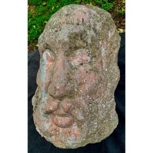 Mystery ? Very Large Screaming Marble Carved Head  (wrathful Zeus ?)