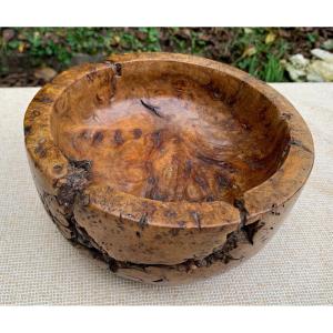 Folk Art, Wooden Carved Mortar (raw Elm Bramble), 19th Cty