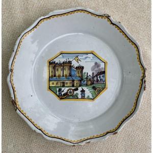 Nevers Ceramic Plate, French Revolution Period, Bastille Day Batle