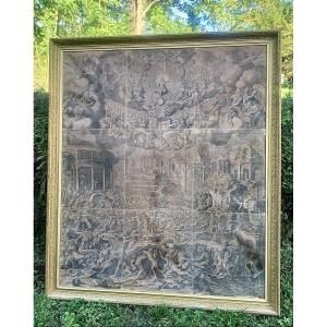Huge Engraving 'the Last Judgment', Peter De Jode (1570-1634) After Jean Cousin The Elder