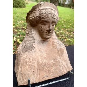Grèce archaïque, Protomée buste féminin terre cuite Ve s avt JC, Demeter ?