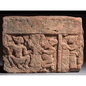 Art Tribal Bengal, India, 17th Cty Important Terracotta Bas-relief Ganesh