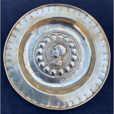 XVIth Cty Offering/quest Dish Roman Emperor Ciceron, 27cm Diameter