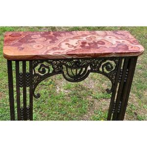 Art Deco  Wrought Iron Wall Console Attributed To Edgar Brandt