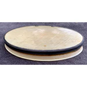 18th Century Ivory Flat Oval Box & Silver Frame