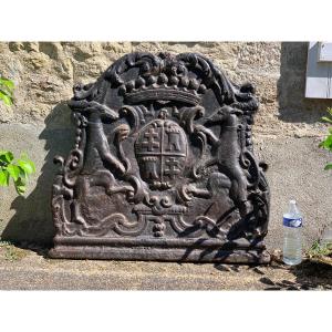 Late 17th Stunning & Monumental Louis Joseph Chalmette Coat Of Arms Castle  Fireplace Plaque