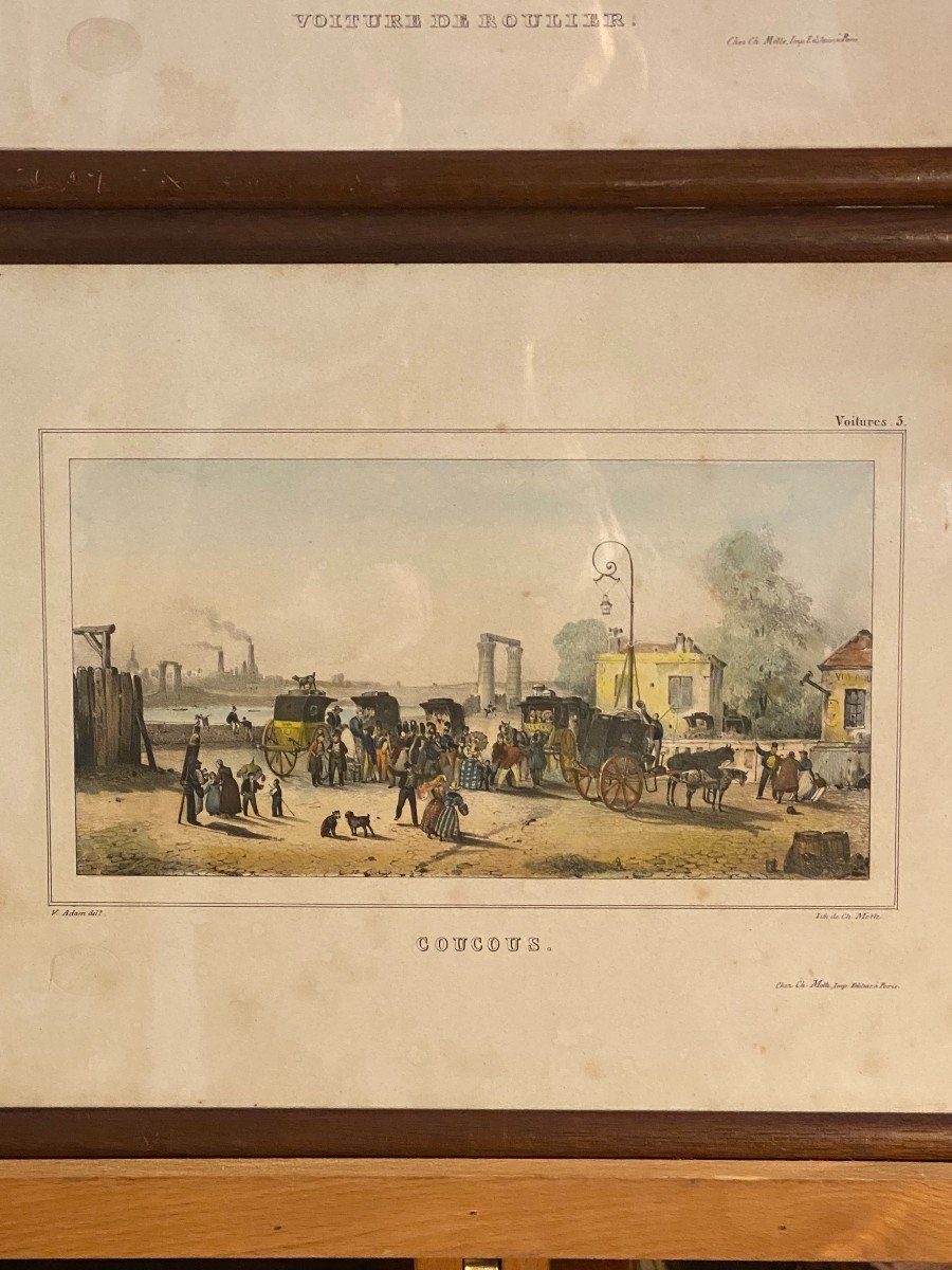 Pair Of Lithographs, Cars, 1828-photo-2