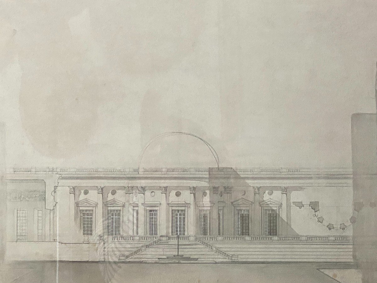 Elevation Of The Facade Of A Pavilion, Aurejac, 20th-photo-2