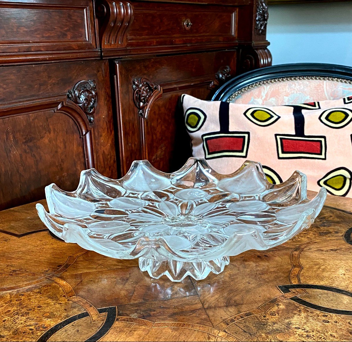 Large Glass Dish, Art- Déco