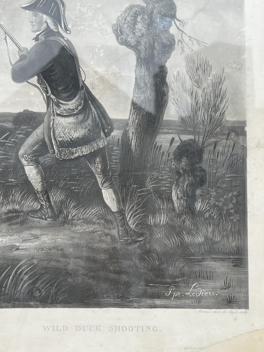 Paire De Gravures Chasse Aux Canards Et Faisans, Philippe Ledieu, Vers 1840  -photo-3