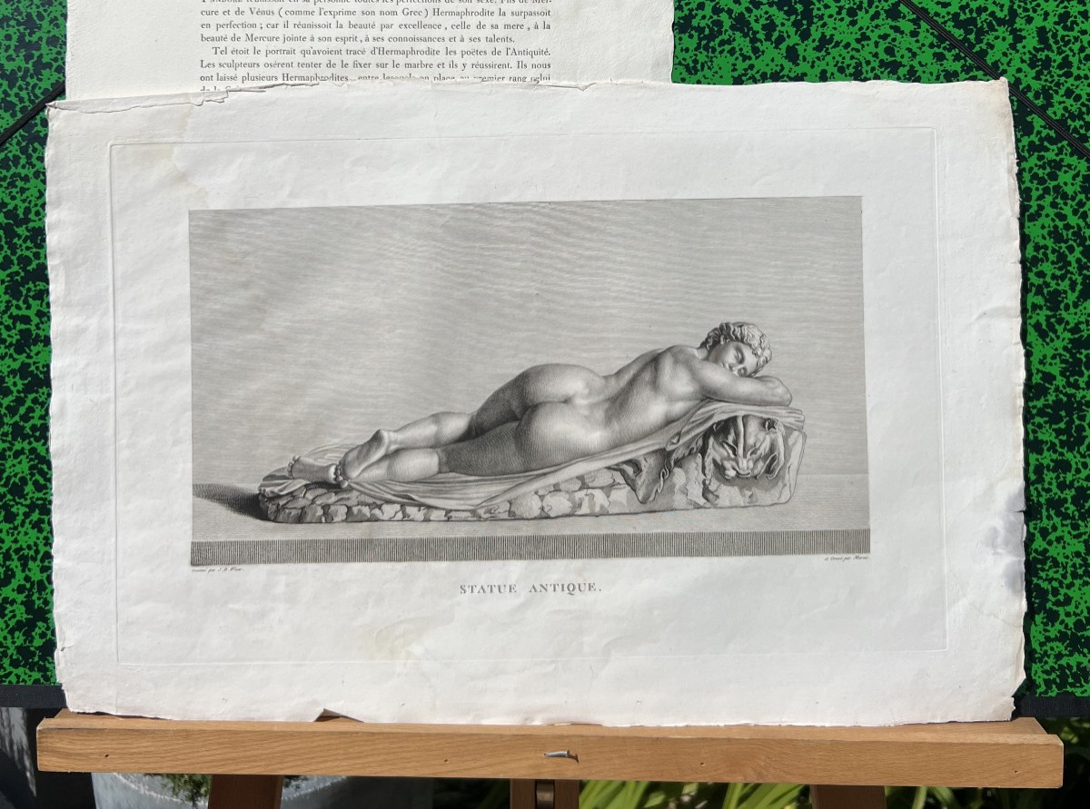  Gravure sur Vélin, Hermaphrodite antique, Galerie de Florence