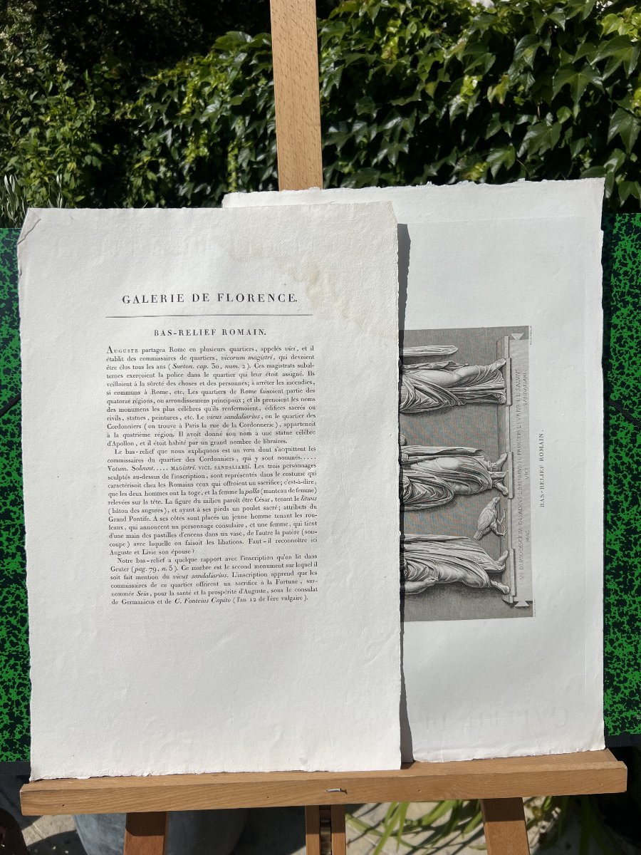 Engraving On Vellum, Roman Bas-relief – Gallery Of Florence And The Pitti Palace-photo-3