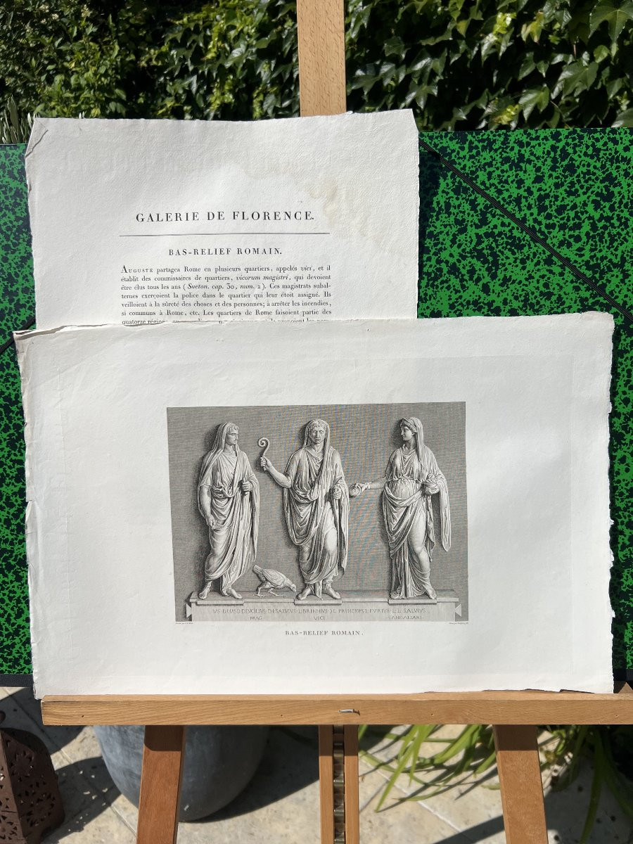 Engraving On Vellum, Roman Bas-relief – Gallery Of Florence And The Pitti Palace-photo-4