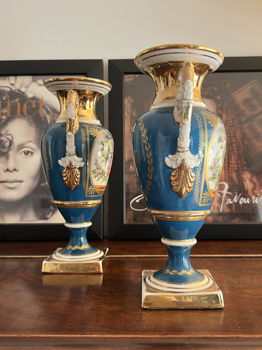 Pair Of Paris Porcelain Vases – Circa 1820-photo-5