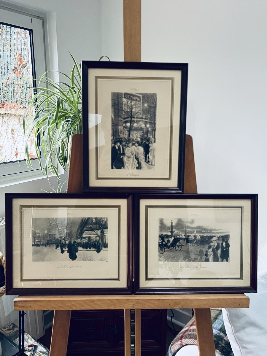 Triptyque Parisien Belle Époque – F. Gusto – Vers 1900-photo-2