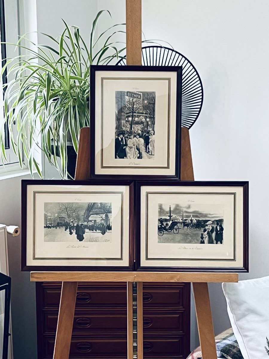 Triptyque Parisien Belle Époque – F. Gusto – Vers 1900-photo-3