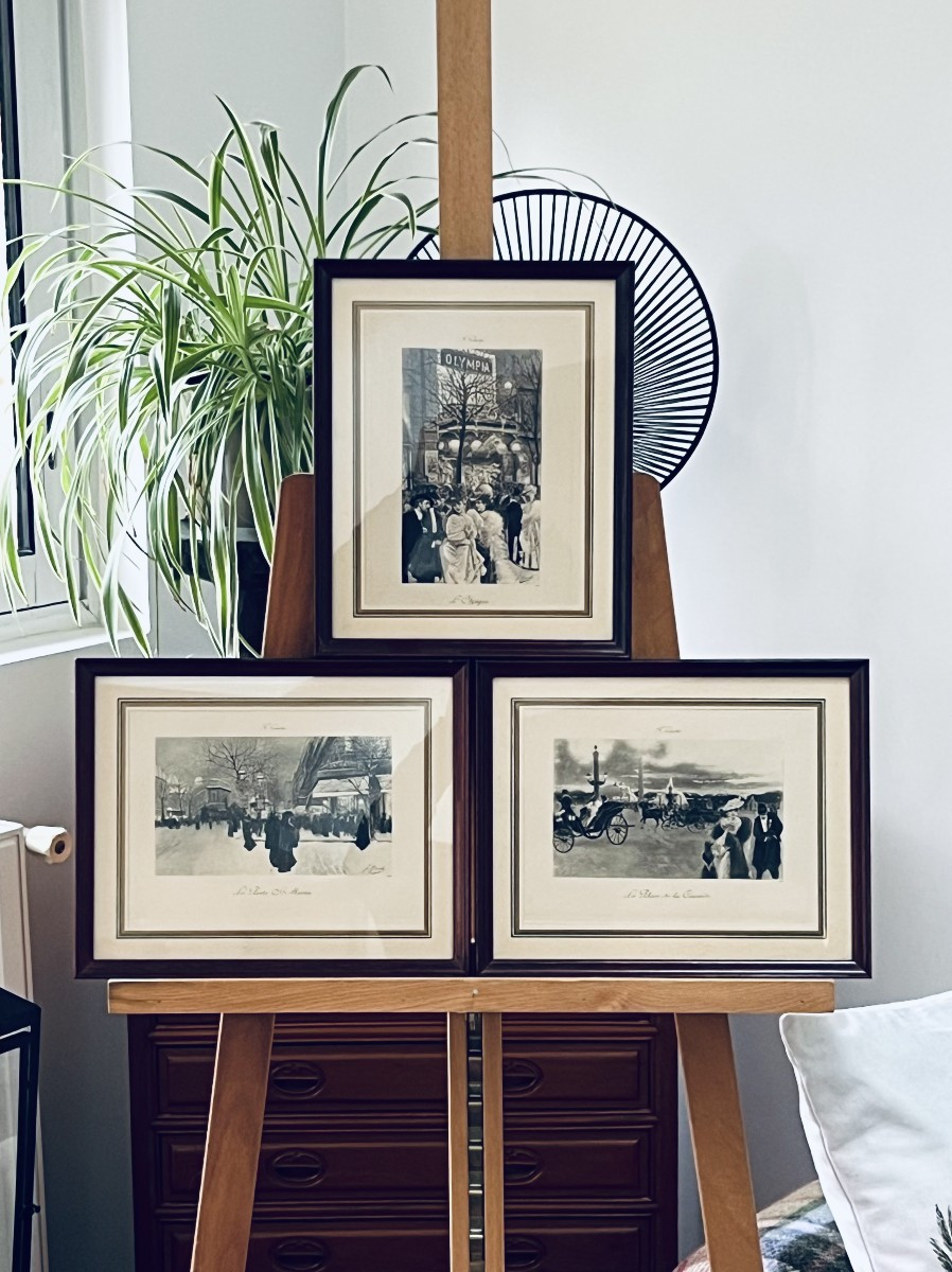 Triptyque Parisien Belle Époque – F. Gusto – Vers 1900
